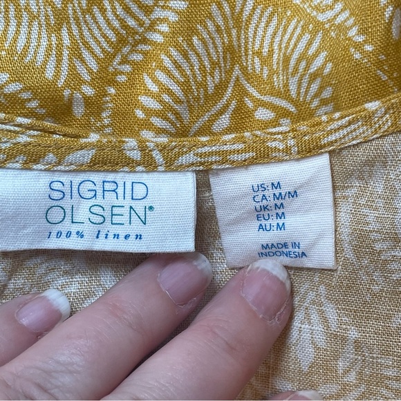 Sigrid Olsen Mustard Yellow Linen Sleeveless Dress Medium Vacation Beach Summer - Picture 9 of 11